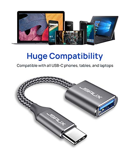 USB C to USB Adapter [2 Pack], JSAUX USB Type C Male to USB 3.0 Female OTG Cable Thunderbolt3 to USB Adapter Compatible with MacBook Pro/Air 2019 2018 2017, Samsung Galaxy S20 S20+ Ultra Note 10 S9 S8 by JSAUX