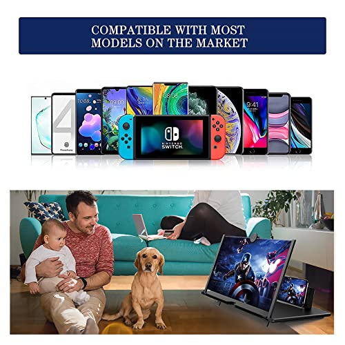 12" Screen Magnifier for Smartphone 3D HD Mobile Phone Screen Magnifier Video Expandable HD Screen Foldable for Watching Movies Videos, Playing Games, for All Smartphones (Black) from Kairry