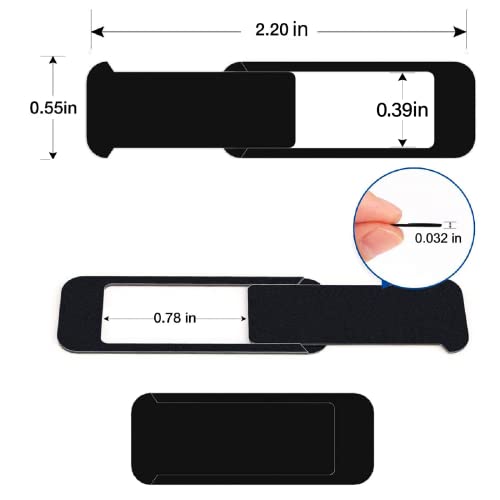 ShinyFX Webcam Cover Slide, Privacy Security Cover, Large Size for Laptop Desktop PC Web Camera, Ultra Thin Privacy Shelter from Breath Lamp for iPad iPadmini iMac Mac Book Mini (Black L-3 Pack) by ShinyFX