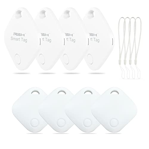 Key Finder, Bluetooth Tracker Locator for Luggage Works with Apple Find My Smart Tracker for Suitcase, Bag, Backpack, Wallet,Pets Replaceable Battery Smart tag Item Finder (4 Pack Tags & Cases) by RSH