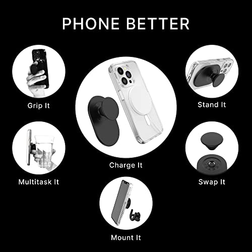 PopSockets PopGrip for MagSafe: Grip and Stand for Phones and Cases, Remove and Reposition, Swappable Top, Black from PopSockets