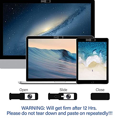 ShinyFX Webcam Cover Slide, Privacy Security Cover, Large Size for Laptop Desktop PC Web Camera, Ultra Thin Privacy Shelter from Breath Lamp for iPad iPadmini iMac Mac Book Mini (Black L-3 Pack) by ShinyFX