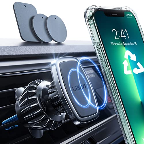 LISEN Magnetic Phone Holder Car Phone Mount Magnetic [Easily Install] Phone Mount for Car [6 Strong Magnets] Cell Phone Holder for Car Case Friendly iPhone Car Holder for All Smartphones & Tablets from LISEN