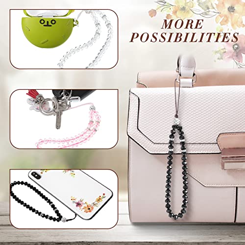 Weewooday 3 Pieces Cell Phone Lanyard Strap Phone Charm Bling Crystal Beads Hand Wrist Lanyard Strap Beaded Women's Wristlet(Black, White, Pink) by Weewooday