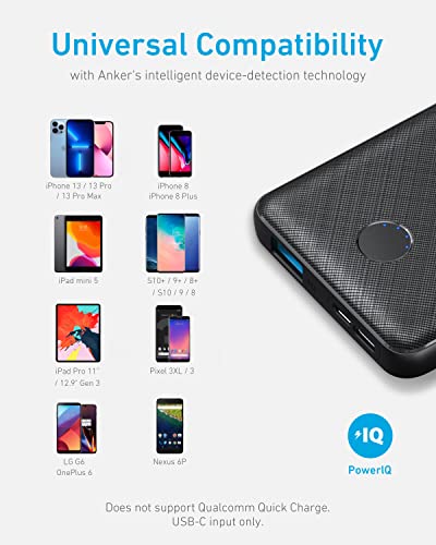 Anker Portable Charger, 313 Power Bank (PowerCore Slim 10K) 10000mAh Battery Pack with PowerIQ Charging Technology and USB-C (Recharge Only) for iPhone, Samsung Galaxy and More by Anker