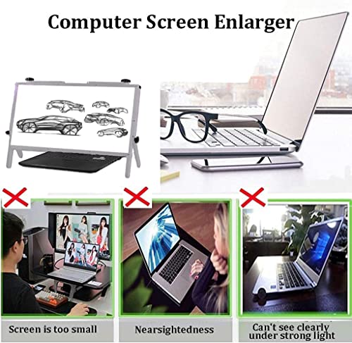 Laptop Screen Magnifier 21" Computer Screen Magnifier with Adjustable Angle Design Portable Foldable Amplifier Desktop Magnifying Mirror for Seniors Reading Close Work by FA001