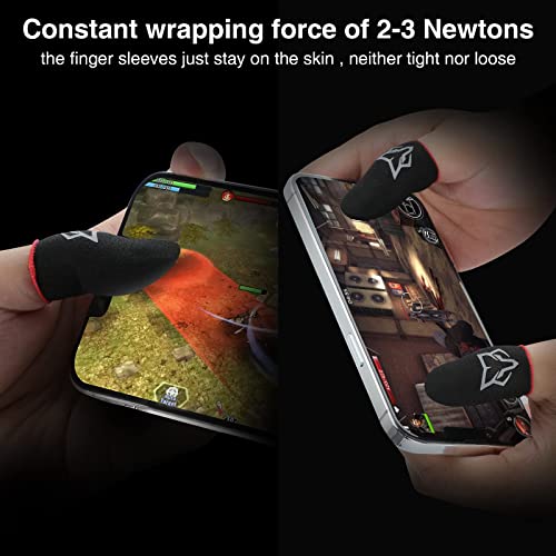 Mobile Phone Game Finger Sleeves [6pcs], Anti-Sweat Breathable,Gaming Sleeve,Thumbs Finger Gloves Cover Sleeve for League of Legend, PUBG, Rules of Survival, Knives Out (Black [Carbon Fibre]) from rinsfox