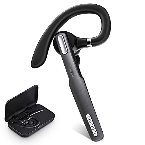 ICOMTOFIT Bluetooth Headset, Wireless Bluetooth Earpiece V5.0 Hands-Free Earphones with Built-in Mic for Driving/Business/Office, Compatible with iPhone and Android (Gray) from ICOMTOFIT