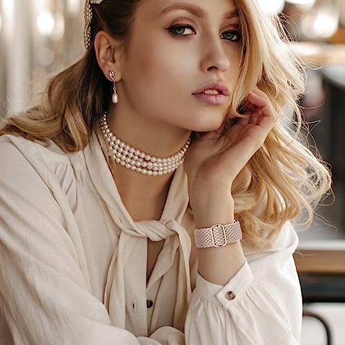 Braided Solo Loop Compatible with Apple Watch Band 38mm 40mm 41mm Women Men, Adjustable Stretchy Bands Elastic Sport Wristbands for iWatch Series 8 7 6 5 4 3 2 1 SE by Butifacion