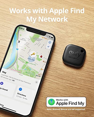 eufy Security by Anker SmartTrack Link (Black, 2-Pack), Android not Supported, Works with Apple Find My (iOS only), Key Finder, Bluetooth Tracker for Earbuds and Luggage, Phone Finder, Water Resistant by eufy