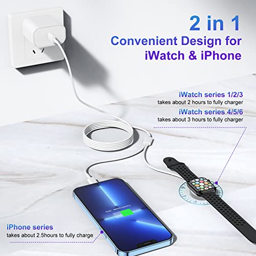 Upgraded USB C Charger for Apple Watch, 2 in 1 iPhone and iWatch Magnetic Fast Charging Cable 6FT with USB-C Wall Charger, Compatible with Apple Watch Series 8/7/6/SE/5/4, iPhone 14/13/12/11 from Shenzhen Zhengyuhong Electronic Technology Co., Ltd