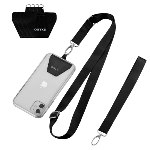 OUTXE Phone Lanyard - 4Ã Pads, 1Ã Adjustable Neck Strap, 1Ã Wrist Strap, Nylon Phone Lanyard Compatible with All Smartphone by 