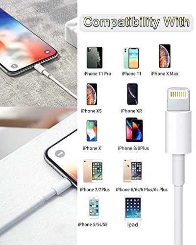 4 Pack [Apple MFi Certified] Apple Charging Cables 6ft, iPhone Chargers Lightning Cable 6 Foot, Fast iPhone Charging Cord for iPhone 14/14Pro/13/13Pro/12/11/11Pro/11Max/ X/XS/XR/XS Max/8, ipad(White) from RuiQQ