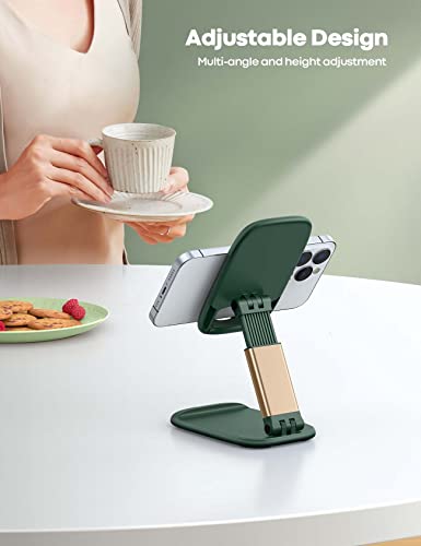 Lamicall Green Phone Stand for Desk - Dark Green Cell Phone Holder Green Desk Accessories Desktop Office Must Have Compatible with iPhone 13 Pro Max Mini, 12 11 XR X 8 7 6 Plus SE, 4-8'' Smartphone by Lamicall