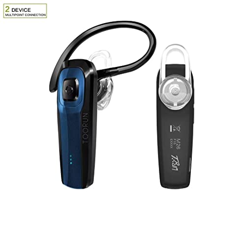 TOORUN Bluetooth Earpiece, M26 Bluetooth Headset Handsfree V5.0 Wireless Earpiece Headphone with Noise Reduction and Microphone Compatible for Android iPhone Cell Phone Laptop - Blue from Toorun