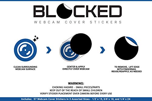 BLOCKED Webcam/Camera Vinyl Covers | 57 Low-Tack Restickable Webcam Sticker | 3-Sizes | Black 57-Pack (Muted Matte) by BLOCKED