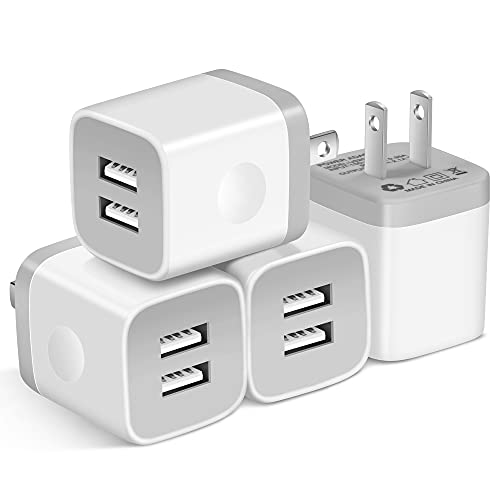X-EDITION Wall Charger,4-Pack 2.1A Dual Port USB Power Adapter Plug Charging Block Cube for Phone 8/7/6 Plus/X, Pad, Samsung Galaxy S5 S6 S7 Edge,LG, Android (White) by X-EDITION,SHENZHEN ZHONGHUI ELECTRONIC CO.,LTD
