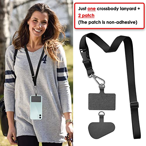 Phone Lanyard Universal Crossbody Cell Phone Lanyards Multifuctional Nylon Patch Adjustable Shoulder Neck Strap Compatible with Most Smartphones(Pure Black) by US-OP-lanyard
