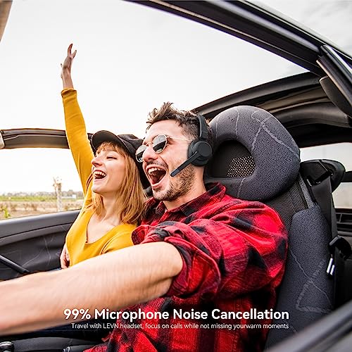LEVN Trucker Headset, Trucker Bluetooth Headset with Noise Cancelling Microphone & Mute Button, Bluetooth Headset 5.2 Multipoint for Work from Home/Cell Phone/Computer/Zoom/Teams/Truck Driver by LEVN