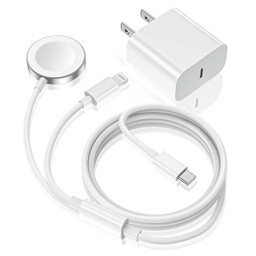 Apple Watch Charger,Upgraded 2-in-1 USB C Fast iPhone Watch Charger [Apple MFi Certified] 6FT Magnetic Charging Cable with 15W Wall Charger Block for Apple Watch Series SE/8/7/6/5/4/3/2/1 & iPhone 14 from KTDRJN