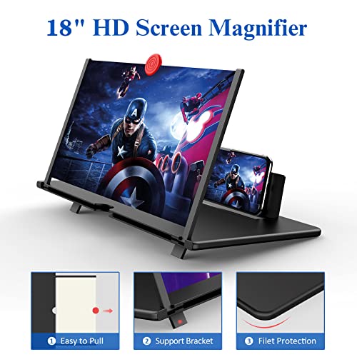 18" Screen Magnifier for Cell Phone â 3D HD Magnifing Screen Enlarger Projector for Movies Videos and Gaming â Foldable Phone Stand Holder with Screen AmplifierâCompatible with All Smartphones from Tenlary