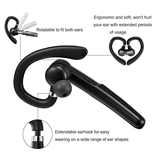 ICOMTOFIT Bluetooth Headset, Wireless Bluetooth Earpiece V5.0 Hands-Free Earphones with Built-in Mic for Driving/Business/Office, Compatible with iPhone and Android (Gray) from ICOMTOFIT