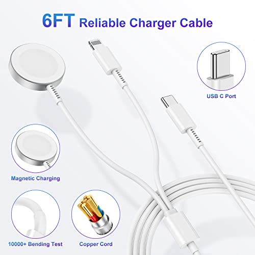 Upgraded USB C Charger for Apple Watch, 2 in 1 iPhone and iWatch Magnetic Fast Charging Cable 6FT with USB-C Wall Charger, Compatible with Apple Watch Series 8/7/6/SE/5/4, iPhone 14/13/12/11 from Shenzhen Zhengyuhong Electronic Technology Co., Ltd