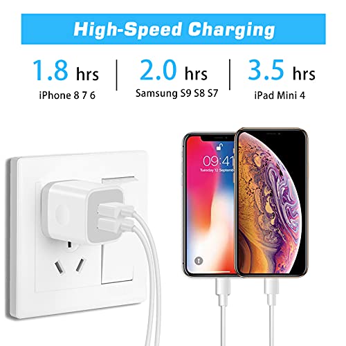 X-EDITION Wall Charger,4-Pack 2.1A Dual Port USB Power Adapter Plug Charging Block Cube for Phone 8/7/6 Plus/X, Pad, Samsung Galaxy S5 S6 S7 Edge,LG, Android (White) by X-EDITION,SHENZHEN ZHONGHUI ELECTRONIC CO.,LTD