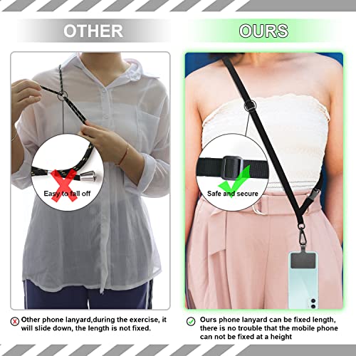 Phone Lanyard Universal Crossbody Cell Phone Lanyards Multifuctional Nylon Patch Adjustable Shoulder Neck Strap Compatible with Most Smartphones(Pure Black) by US-OP-lanyard