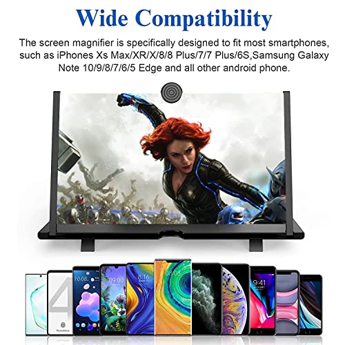 18" Screen Magnifier for Cell Phone â 3D HD Magnifing Screen Enlarger Projector for Movies Videos and Gaming â Foldable Phone Stand Holder with Screen AmplifierâCompatible with All Smartphones from Tenlary