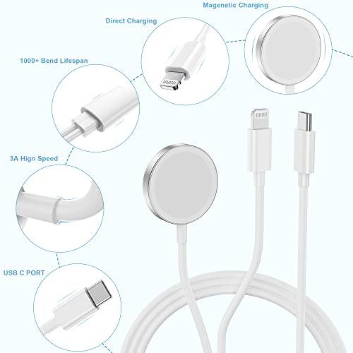 Apple Watch Charger,Upgraded 2-in-1 USB C Fast iPhone Watch Charger [Apple MFi Certified] 6FT Magnetic Charging Cable with 15W Wall Charger Block for Apple Watch Series SE/8/7/6/5/4/3/2/1 & iPhone 14 from KTDRJN