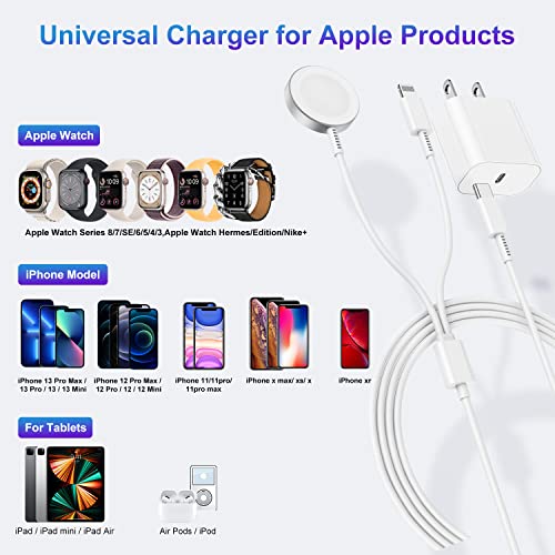 Upgraded USB C Charger for Apple Watch, 2 in 1 iPhone and iWatch Magnetic Fast Charging Cable 6FT with USB-C Wall Charger, Compatible with Apple Watch Series 8/7/6/SE/5/4, iPhone 14/13/12/11 from Shenzhen Zhengyuhong Electronic Technology Co., Ltd