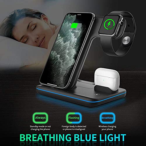 WAITIEE Wireless Charger 3 in 1, 15W Fast Charging Station for Apple iWatch 6/5/4/3/2/1,AirPods Pro,for iPhone14/13 Pro/Pro Max/12/11/X/Xr/Xs/8/Samsung Galaxy Phone Series (No Watch Charging Cable) by WAITIEE
