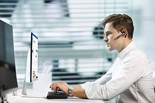 ICOMTOFIT Bluetooth Headset, Wireless Bluetooth Earpiece V5.0 Hands-Free Earphones with Built-in Mic for Driving/Business/Office, Compatible with iPhone and Android (Gray) from ICOMTOFIT