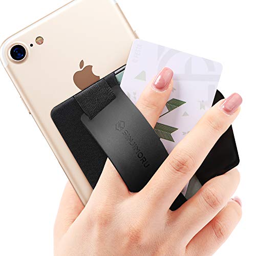 Sinjimoru Phone Grip Card Holder with Phone Stand, Secure Stick on Wallet for iPhone with Pop Out Stand for Table. Sinji Pouch B-Grip Black by Sinjimoru Co.Ltd