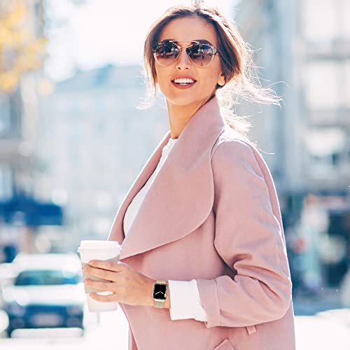 Marge Plus for Apple Watch Band Series Ultra SE 8 7 6 5 4 3 2 1 38mm 40mm 41mm 42mm 44mm 45mm 49mm Women and Men, Stainless Steel Mesh Loop Magnetic Clasp Replacement for iWatch Bands (41mm/40mm/38mm, A--Starlight). from MARGE PLUS