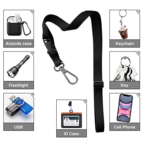 Phone Lanyard Universal Crossbody Cell Phone Lanyards Multifuctional Nylon Patch Adjustable Shoulder Neck Strap Compatible with Most Smartphones(Pure Black) by US-OP-lanyard
