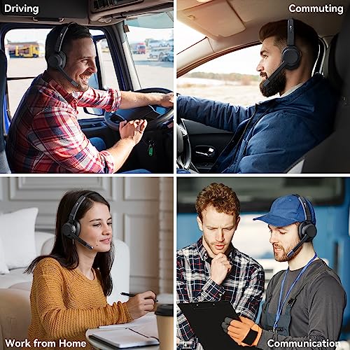 LEVN Trucker Headset, Trucker Bluetooth Headset with Noise Cancelling Microphone & Mute Button, Bluetooth Headset 5.2 Multipoint for Work from Home/Cell Phone/Computer/Zoom/Teams/Truck Driver by LEVN
