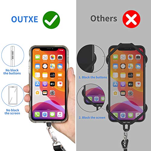OUTXE Phone Lanyard - 4Ã Pads, 1Ã Adjustable Neck Strap, 1Ã Wrist Strap, Nylon Phone Lanyard Compatible with All Smartphone by 
