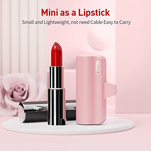 iWALK Mini Portable Charger for iPhone with Built in Cable, 3350mAh Ultra-Compact Power Bank Small Battery Pack Charger Compatible with iPhone 14/13/13 Pro/12/12 Pro/11/XR/XS/X/8/7/6,Pink from iWALK
