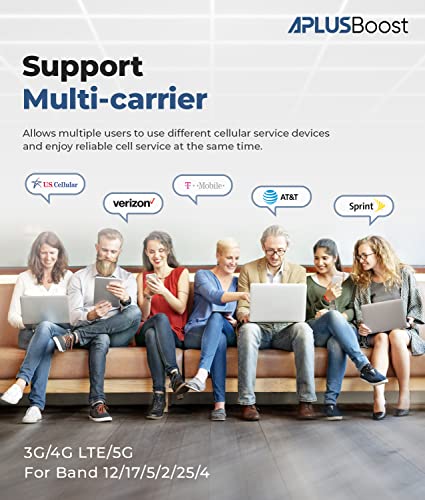 Cell Phone Signal Booster for Verizon,AT&T and All U.S. Carriers on Quad-Band 12/17/5/2/25/4,Cell Signal Booster for Home Amplify 3G 4G LTE 5G Signal Up to 5,000 Sq. Ft,FCC Approved by APlusboost