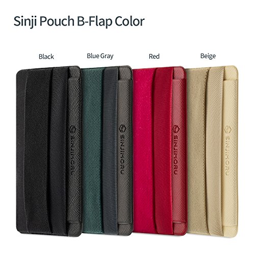 Sinjimoru Phone Grip Credit Card Holder with Flap, Secure Stick-On Wallet as Phone Finger Strap Adhesive ID Card Case for iPhone Case. Sinji Pouch B-Flap Blue Grey from Sinjimoru Co.,Ltd