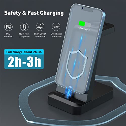 Charger Station for iPhone Multiple Devices - 3 in 1 Fast Wireless Charging Dock Stand for Apple Watch Series 7 6 SE 5 4 3 2 & Airpods iPhone 14 13 12 11 Pro X Max XS XR 8 7 Plus 6s 6 with Adapter by Shenzhen GTL Technology Co., Ltd.