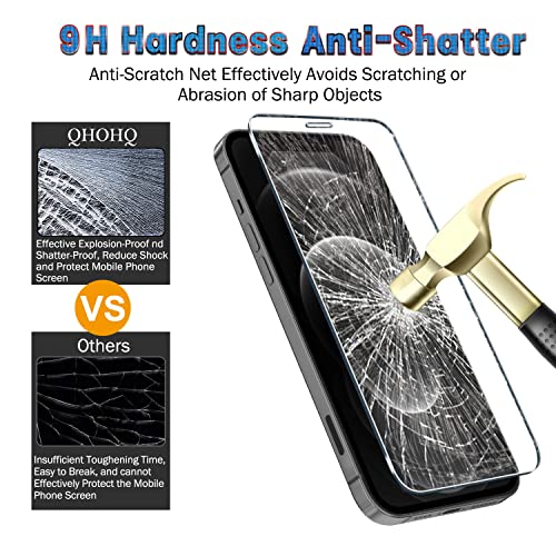 QHOHQ 3 Pack Screen Protector for iPhone 12 Pro 6.1 Inch with 2 Pack Tempered Glass Camera Lens Protector, Ultra HD, 9H Hardness, Scratch Resistant, Easy Install - case Friendly by QHOHQ
