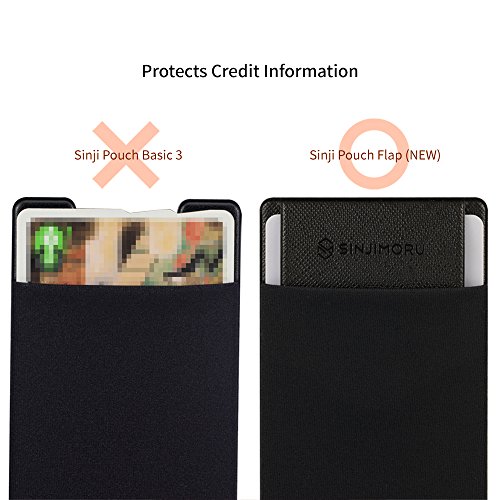 Sinjimoru Secure Card Holder for Back of Phone, Stretchy Fabric Cell Phone Wallet Stick On Credit Card Case for iPhone & Android. Sinji Pouch Flap Black from Sinjimoru Co.Ltd