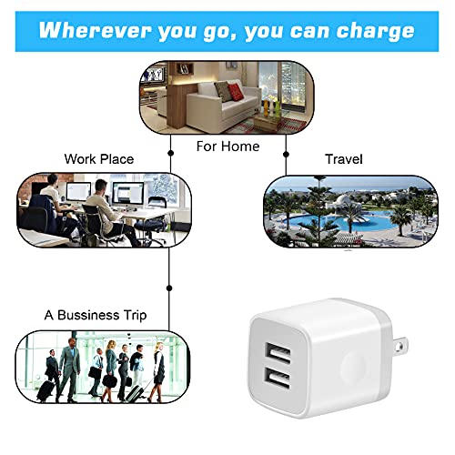 X-EDITION Wall Charger,4-Pack 2.1A Dual Port USB Power Adapter Plug Charging Block Cube for Phone 8/7/6 Plus/X, Pad, Samsung Galaxy S5 S6 S7 Edge,LG, Android (White) by X-EDITION,SHENZHEN ZHONGHUI ELECTRONIC CO.,LTD
