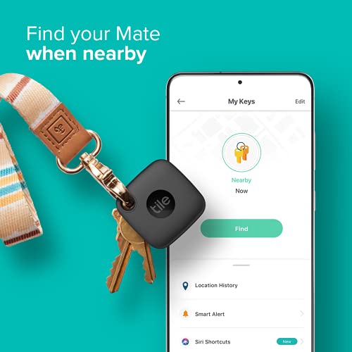 Tile Mate (2022) 1-Pack.Black. Bluetooth Tracker, Keys Finder and Item Locator for Keys, Bags and More; Up to 250 ft. Range. Water-Resistant. Phone Finder. iOS and Android Compatible. from Tile