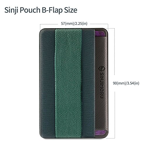 Sinjimoru Phone Grip Credit Card Holder with Flap, Secure Stick-On Wallet as Phone Finger Strap Adhesive ID Card Case for iPhone Case. Sinji Pouch B-Flap Blue Grey from Sinjimoru Co.,Ltd