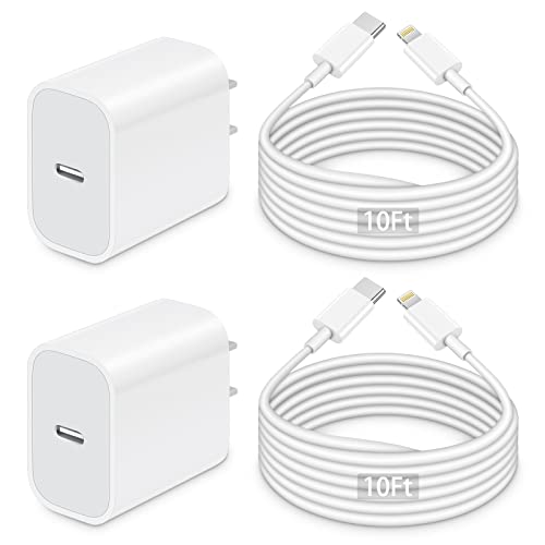 iPhone Charger 10 FT [Apple MFi Certified] 2Pack iPhone 13 14 Charger Fast Charging with USB C to Lightning Cable,20W PD USB C Charger Block Long iPhone Charger Compatible with iPhone 14/13/12/11,iPad by Shenzhen Yijiapin Trading Co., Ltd.