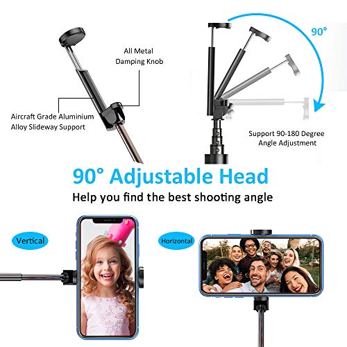 Vproof Monopod Selfie Stick Bluetooth, Lightweight Monopod Aluminum All in One Extendable Monopod Compact Design, Compatible with iPhone 14 Pro Max/14 Pro/14/14 Plus, Galaxy S22 from Vproof